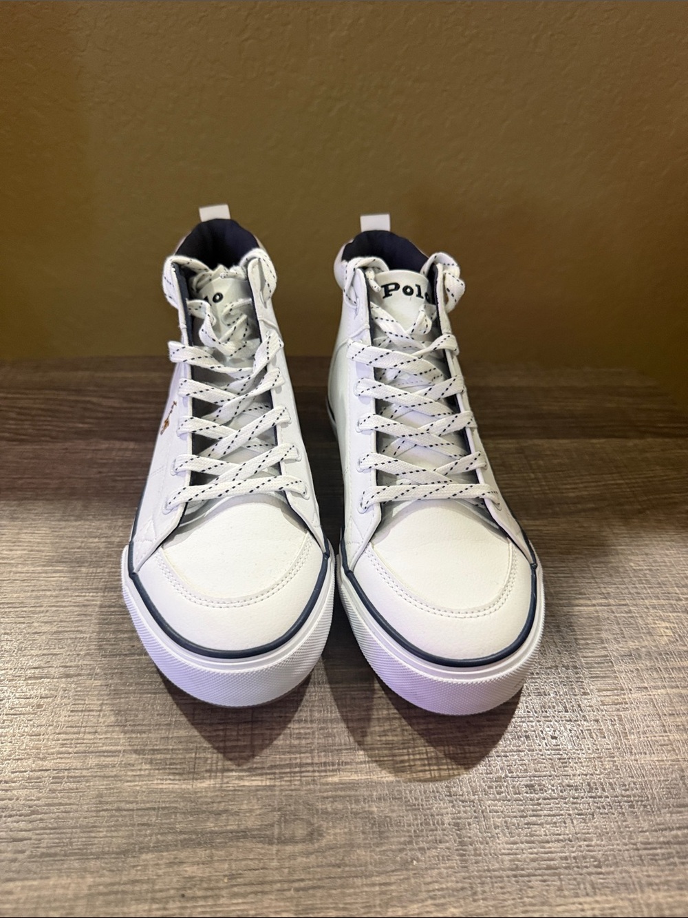 Polo by Ralph Lauren White and Navy High-Top Men/Women Sneakers/Women size 8/12